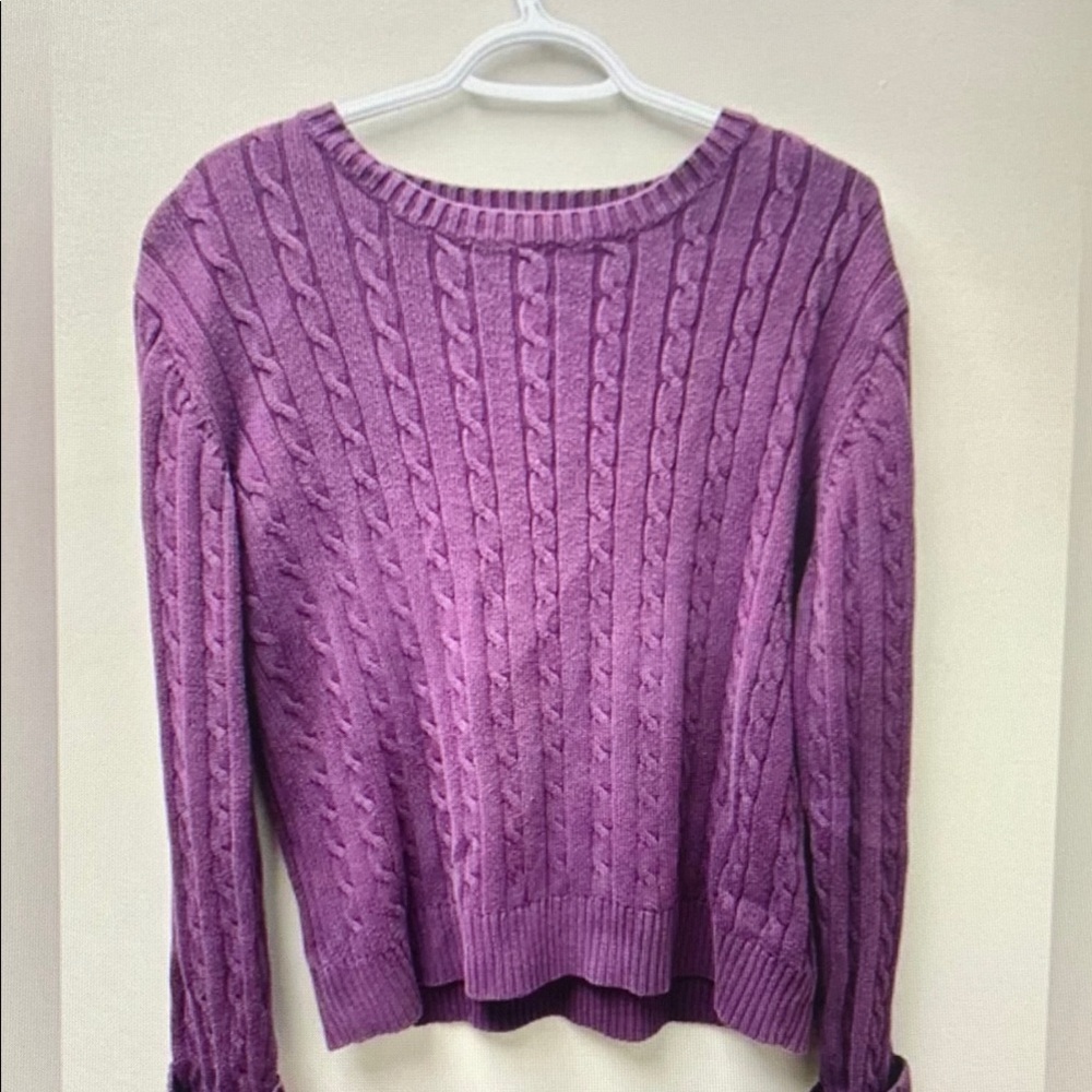 Purple Cable Knit Women's Sweater